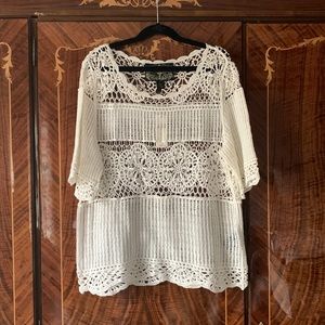 NWT Anthropologie James Coviello Crochet Ivory Blouse Size Small